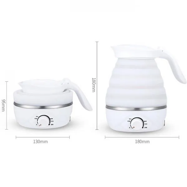 0.7L Portable Food Grade Silicone Boil Quickly & Dry Protection Foldable Electric Kettle for Travel Camping Home - EU Plug