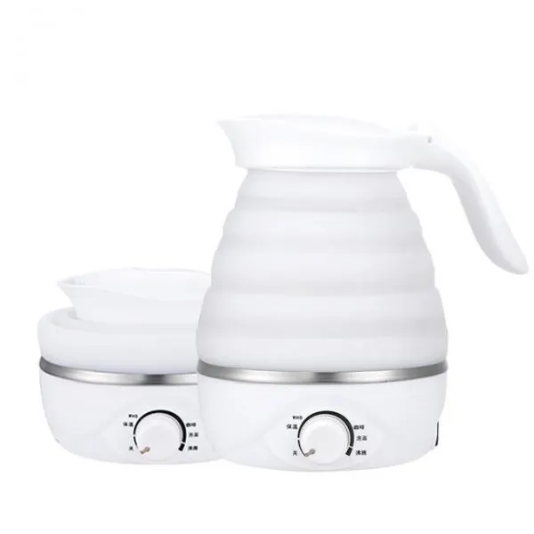 0.7L Portable Food Grade Silicone Boil Quickly & Dry Protection Foldable Electric Kettle for Travel Camping Home - EU Plug