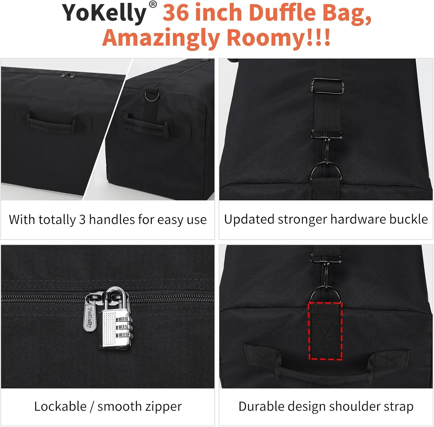 100L Large Duffle Bag - 36 inch Heavy Duty Luggage Bag for Travel/Camping - Black