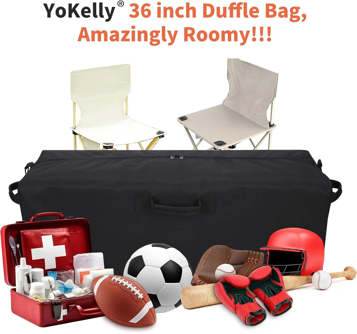 100L Large Duffle Bag - 36 inch Heavy Duty Luggage Bag for Travel/Camping - Black