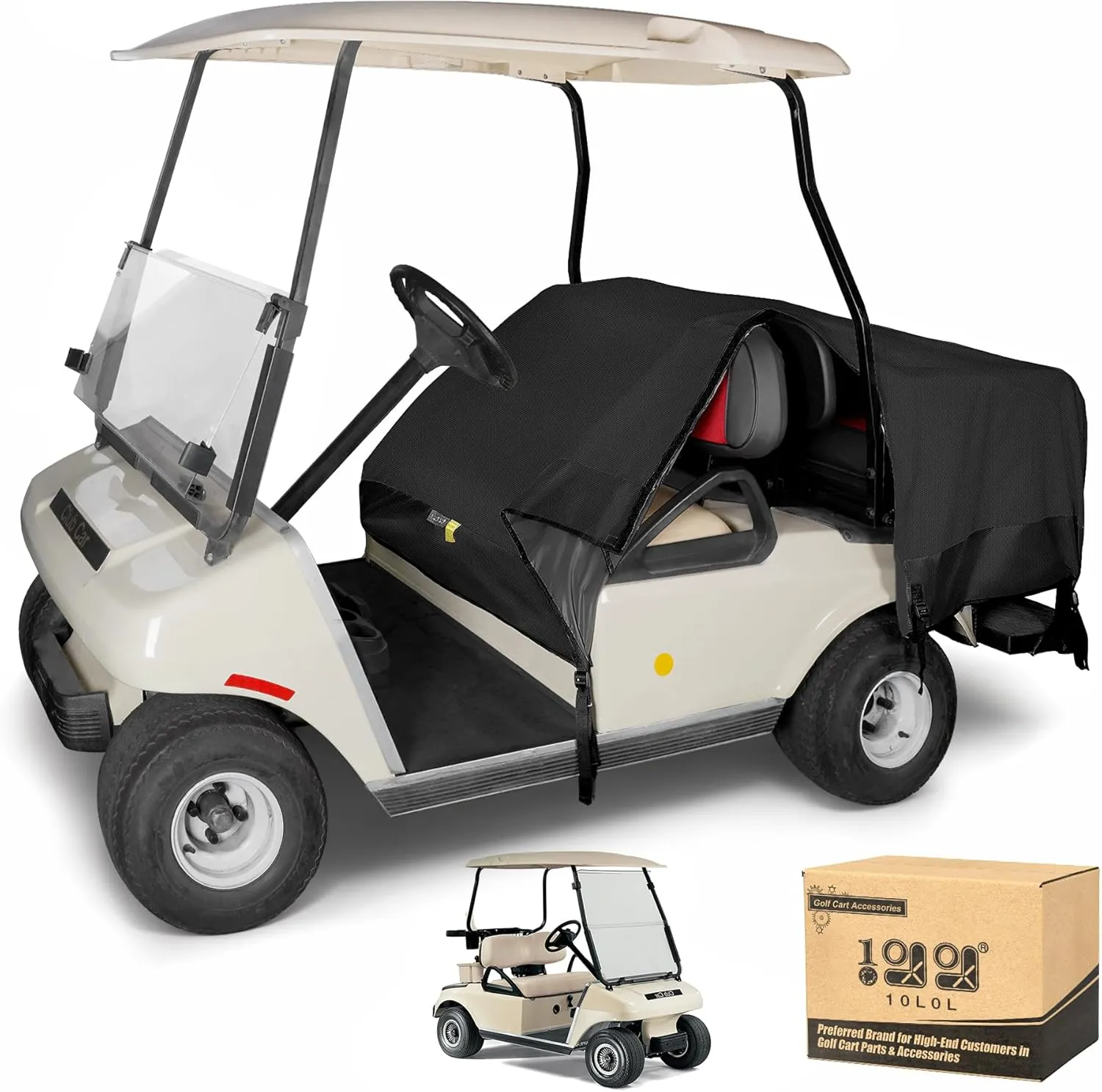 10L0L Waterproof Golf Cart Seat Covers 4 Passenger Universal Fits, Dustproof & UV-Resistant - Perfect Fit for Yamaha/EZGO/Club Car & Most Golf Carts Heavy-Duty All-Weather Protection