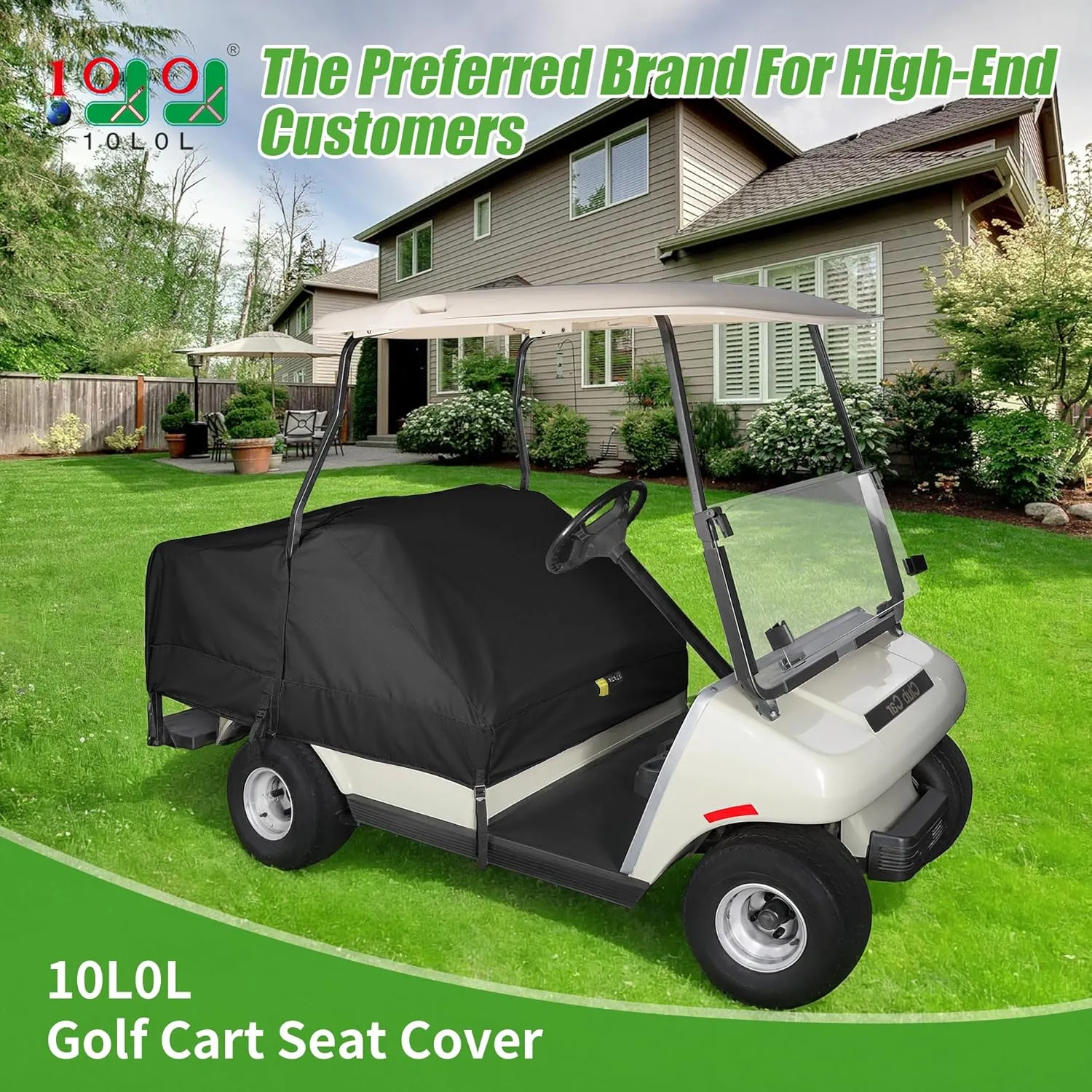 10L0L Waterproof Golf Cart Seat Covers 4 Passenger Universal Fits, Dustproof & UV-Resistant - Perfect Fit for Yamaha/EZGO/Club Car & Most Golf Carts Heavy-Duty All-Weather Protection