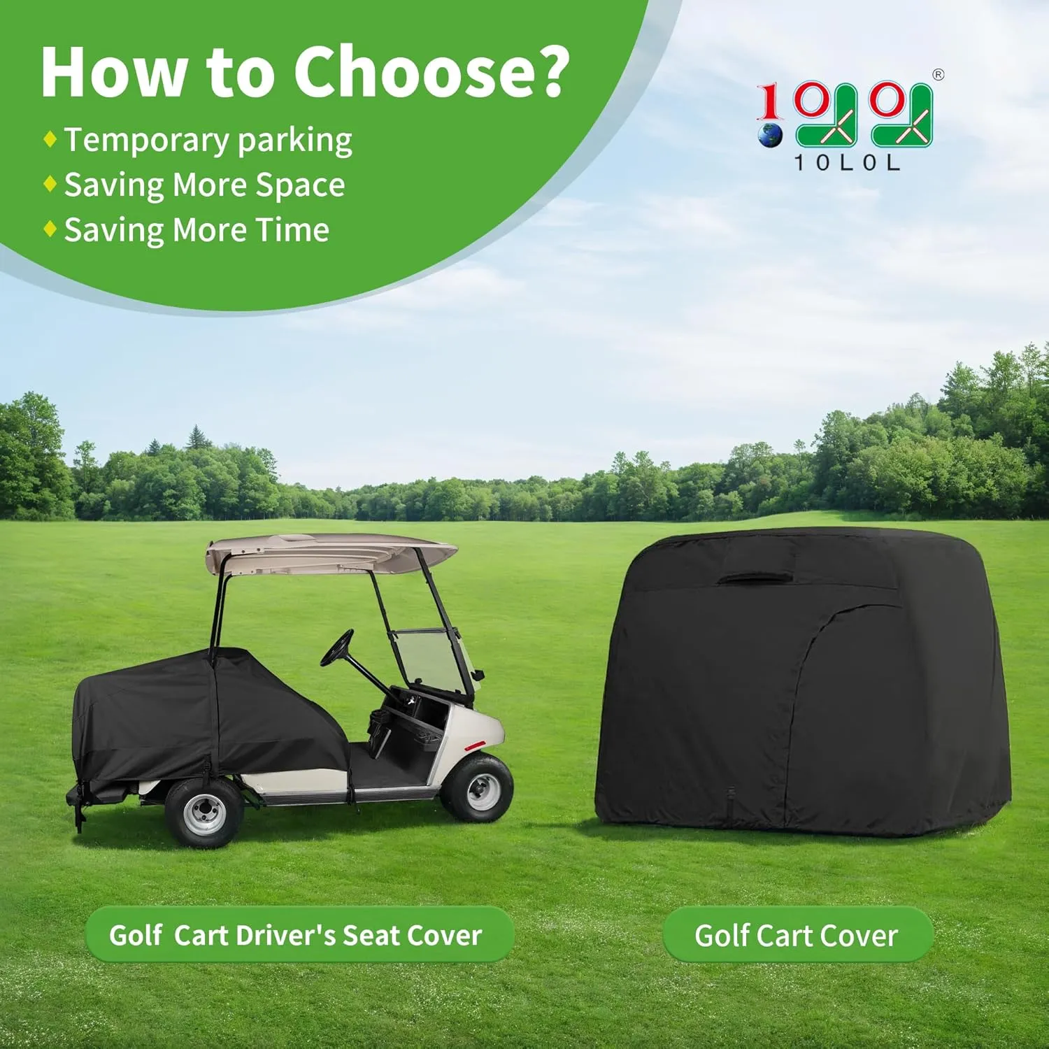 10L0L Waterproof Golf Cart Seat Covers 4 Passenger Universal Fits, Dustproof & UV-Resistant - Perfect Fit for Yamaha/EZGO/Club Car & Most Golf Carts Heavy-Duty All-Weather Protection