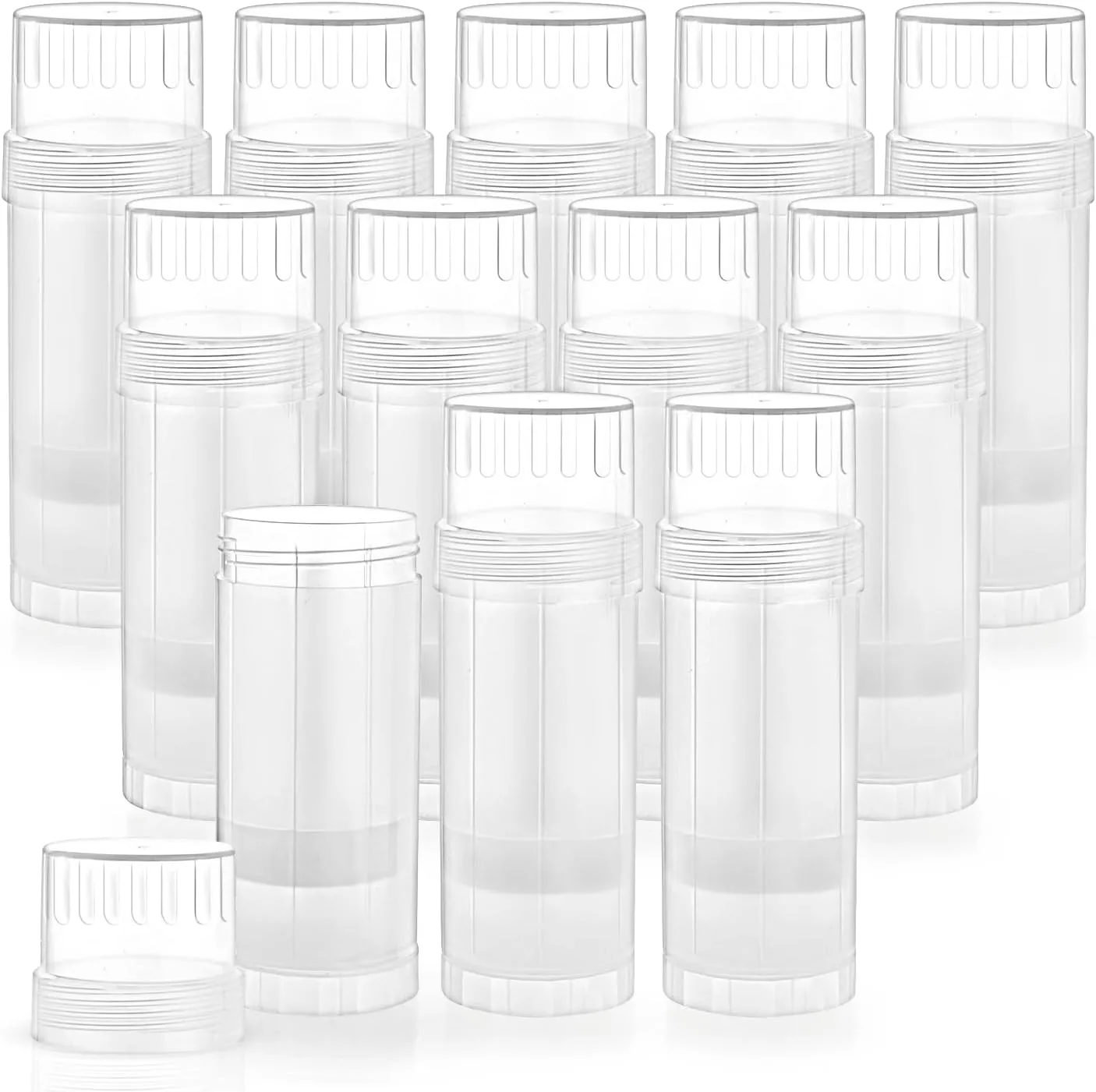 12 Pcs 60ml/2oz Empty Deodorant Containers Twist Up Plastic Deodorant Holder Tube for Lipstick Crayon Chapstick Sunscreen Bar - Translucent
