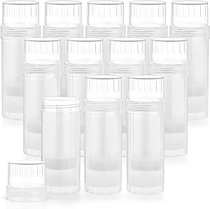 12 Pcs 60ml/2oz Empty Deodorant Containers Twist Up Plastic Deodorant Holder Tube for Lipstick Crayon Chapstick Sunscreen Bar - Translucent