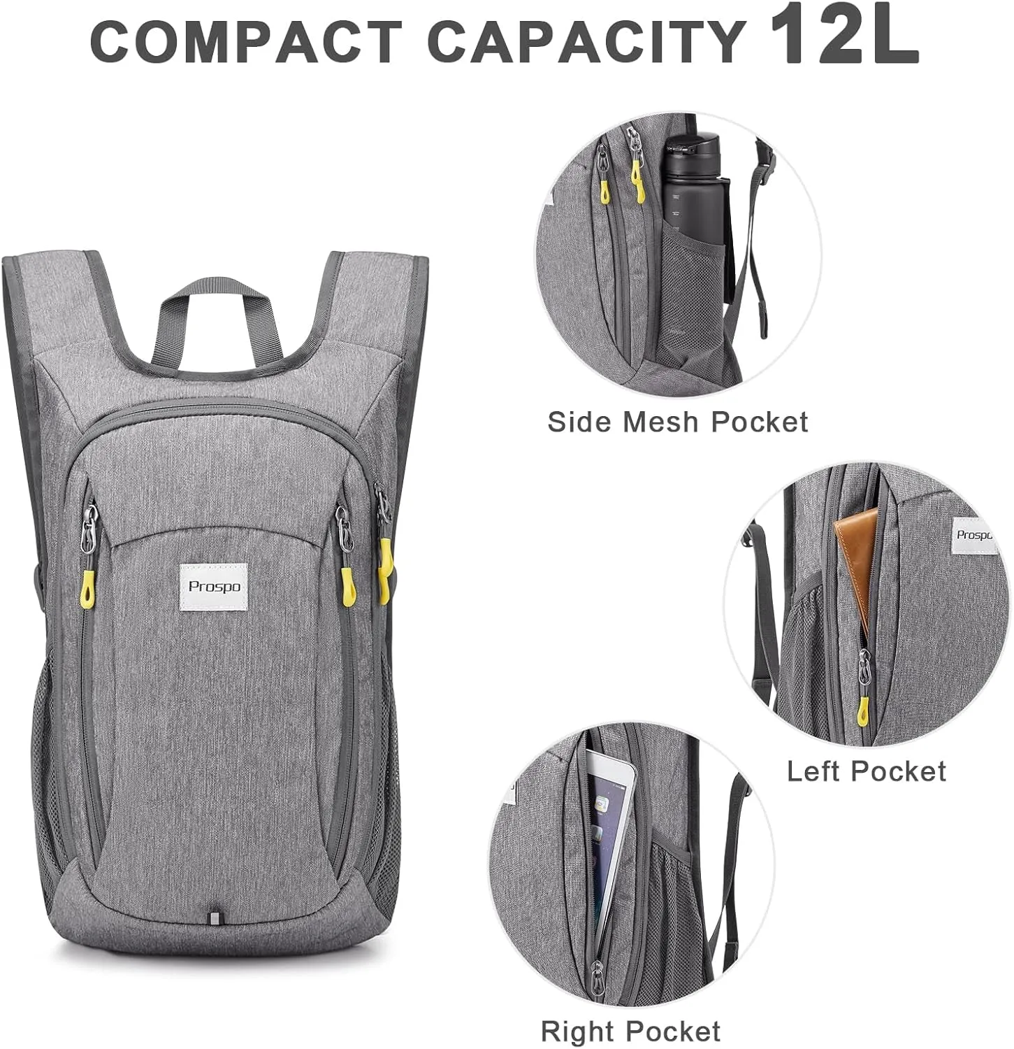 12L Hiking Backpack Small Lightweight Travel Backpack for Women Men Casual Foldable Shoulder Bag