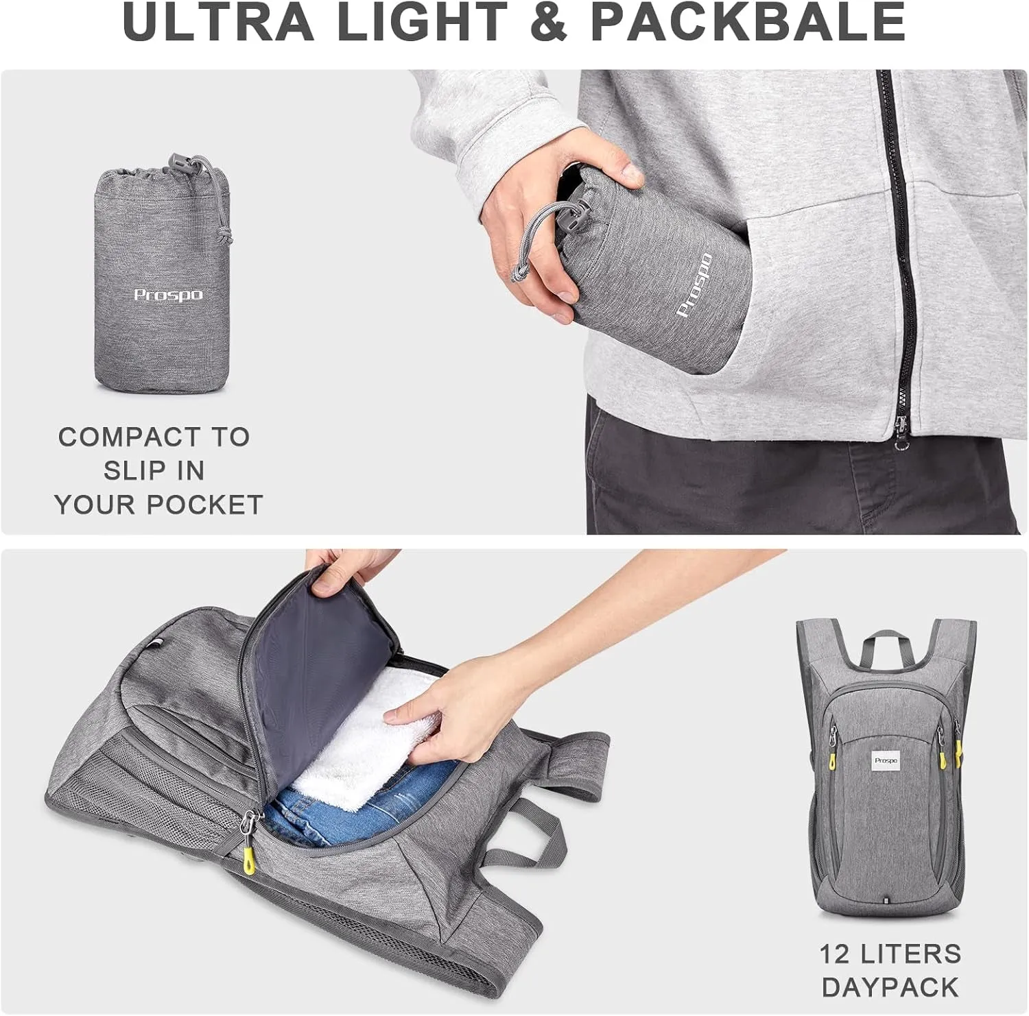 12L Hiking Backpack Small Lightweight Travel Backpack for Women Men Casual Foldable Shoulder Bag