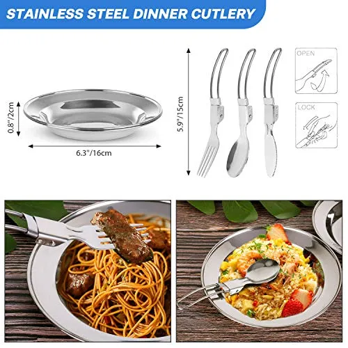 15pcs Camping Cookware Mess Kit,Non-Stick Lightweight Pot Pan Kettle Set