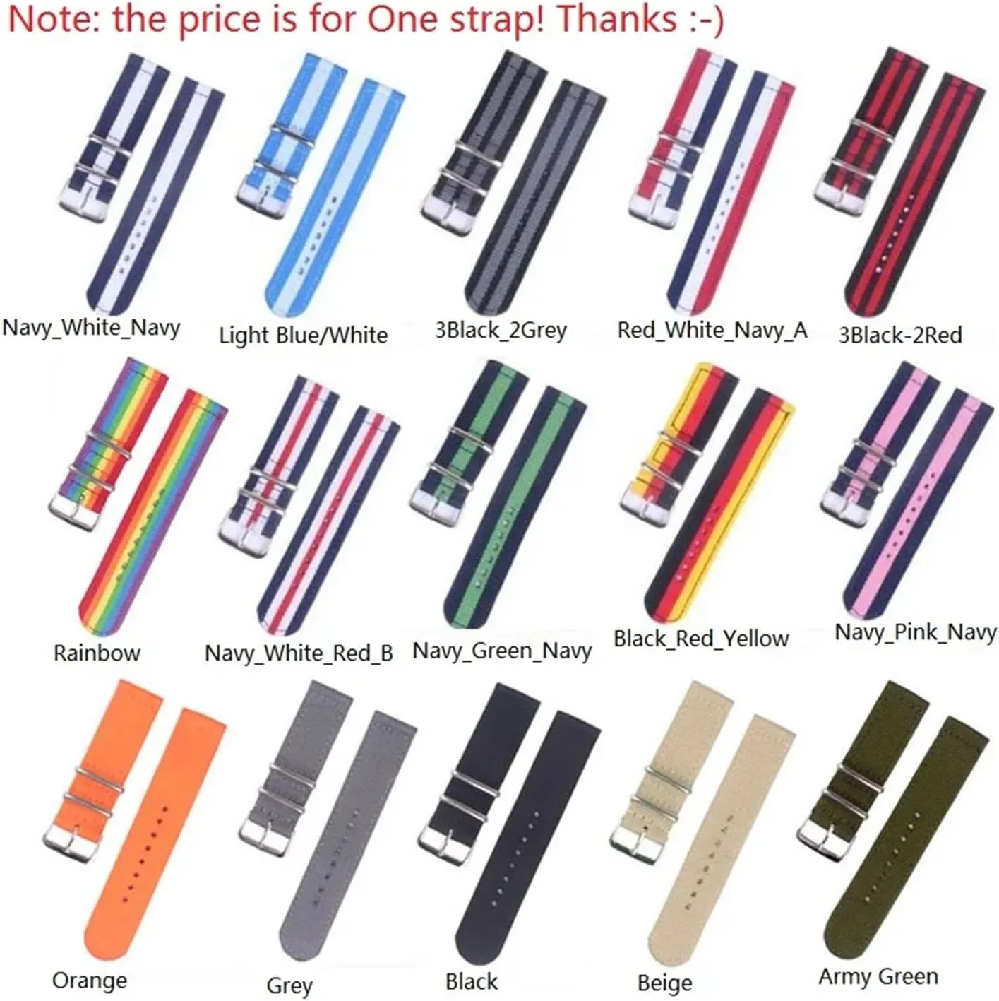18mm 20 Mm 22mm 24mm Fit For Cambo Stripe Fabric Nylon Watchband Watch Strap Bands Buckle Stainless Steel Buckle