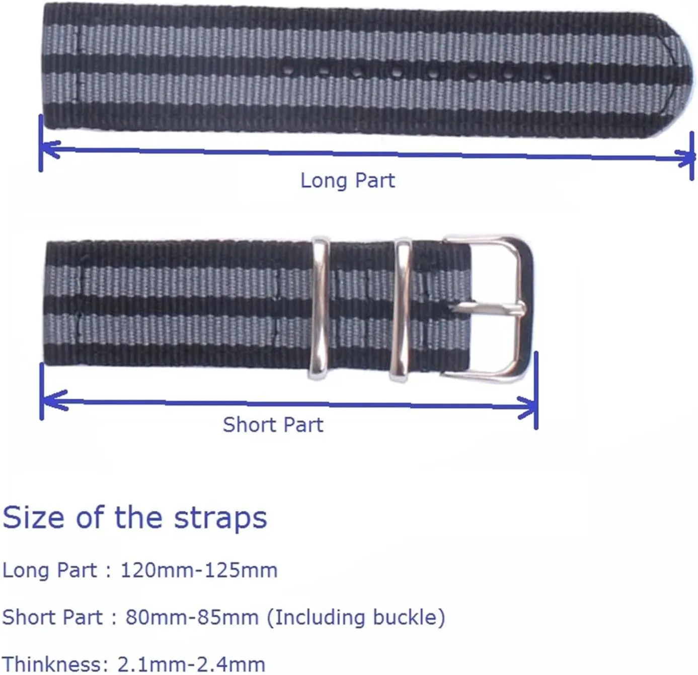 18mm 20 Mm 22mm 24mm Fit For Cambo Stripe Fabric Nylon Watchband Watch Strap Bands Buckle Stainless Steel Buckle
