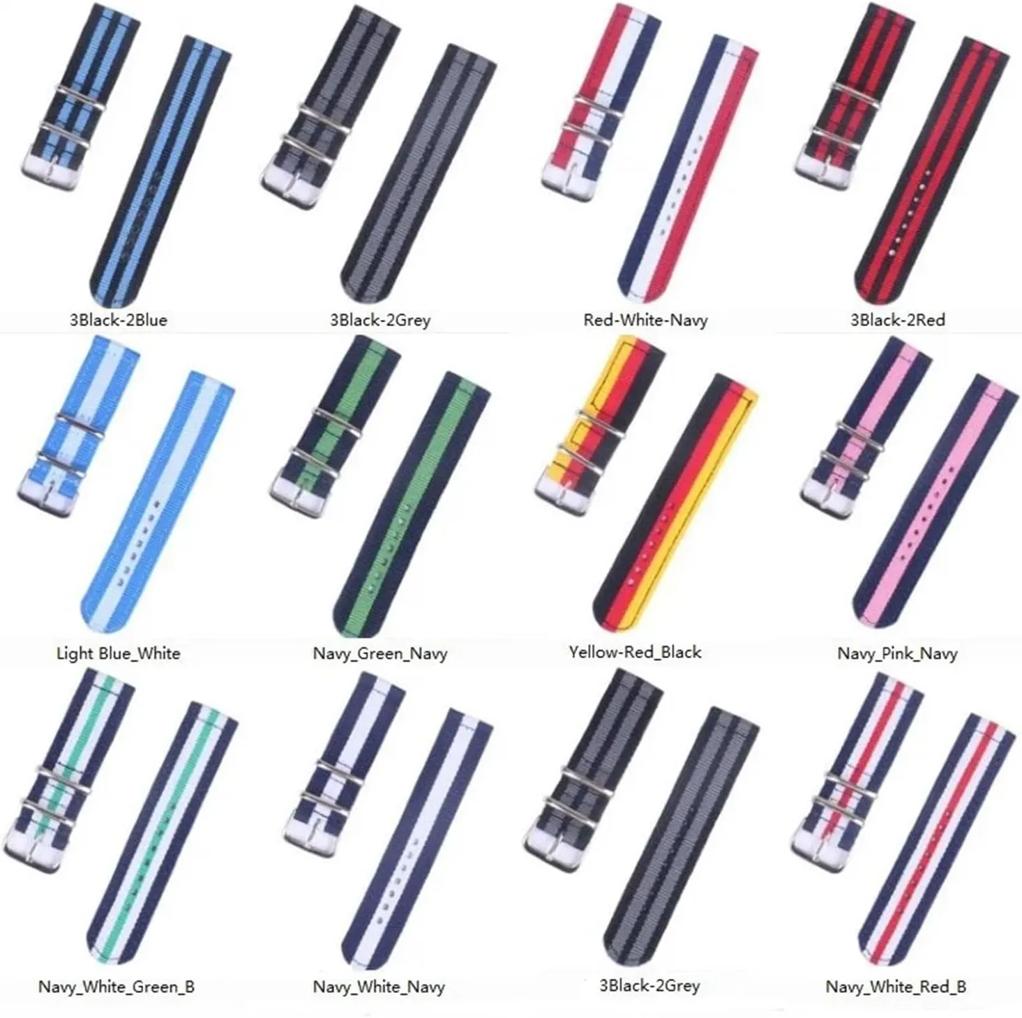 18mm 20 Mm 22mm 24mm Fit For Cambo Stripe Fabric Nylon Watchband Watch Strap Bands Buckle Stainless Steel Buckle