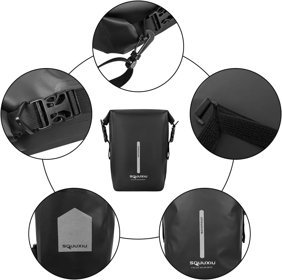 1Pack/2Packs 6L Bicycle Front Fork Bag Waterproof Roll-top Design, Lightweight Bike Dry Sacks Bike Pannier Bags Luggage Bags for Mountain Bikes Electric Bikes Road Bikes