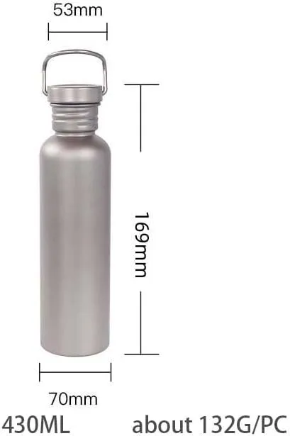 1PC Pure Titanium Outdoor Sports Kettle Camping Riding 430ML Large Capacity Single-layer Water Cup