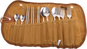 1Set Camping Utensil Set with Bag Outdoor Tableware Bag for Easy Organization Lightweight Cutlery Storage for Picnics Bbqs Hiking and Travel Supplies