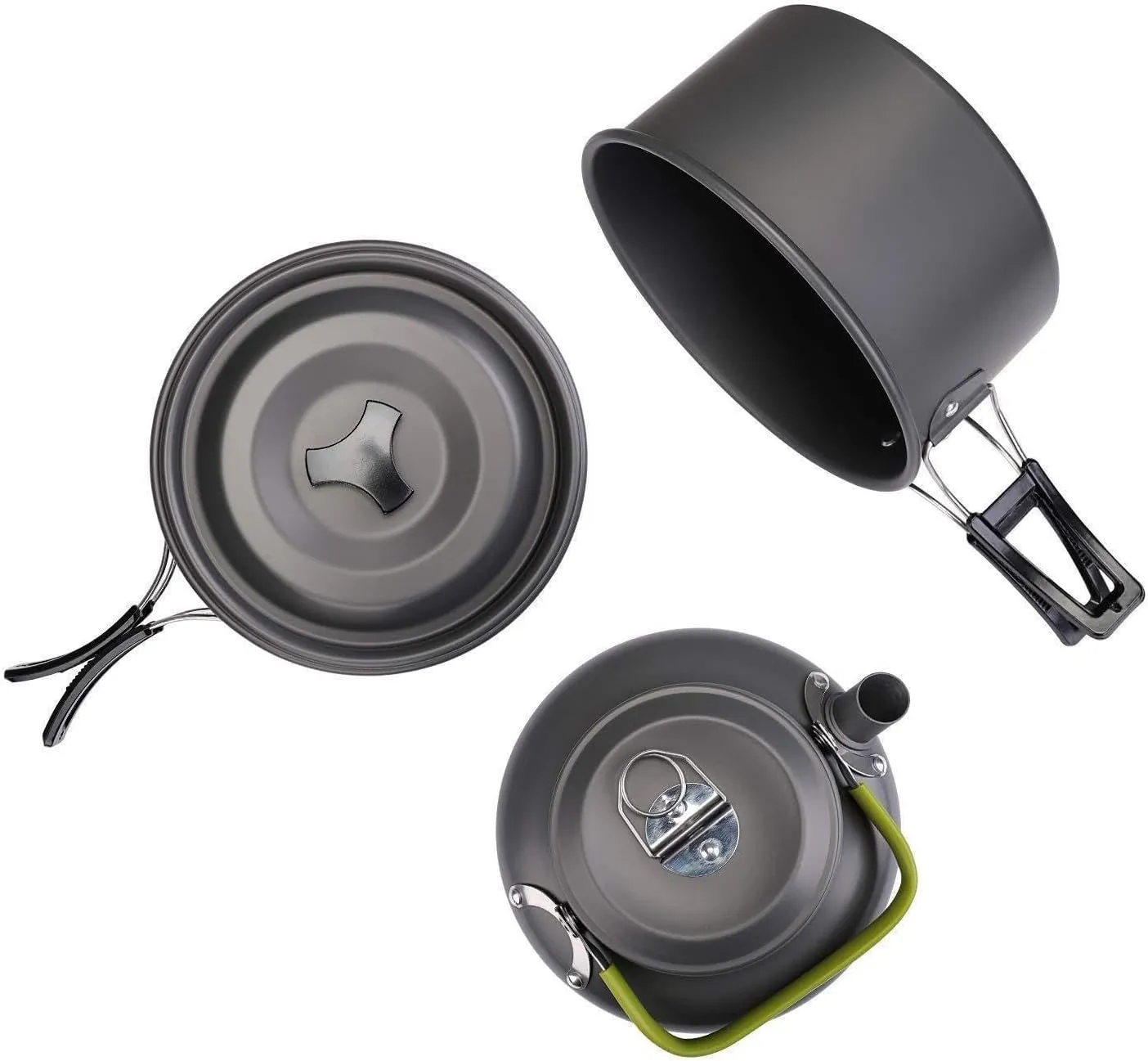 1SET Outdoor Camping Portable Aluminum Teapot Three-Piece Set
