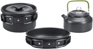 1SET Outdoor Camping Portable Aluminum Teapot Three-Piece Set