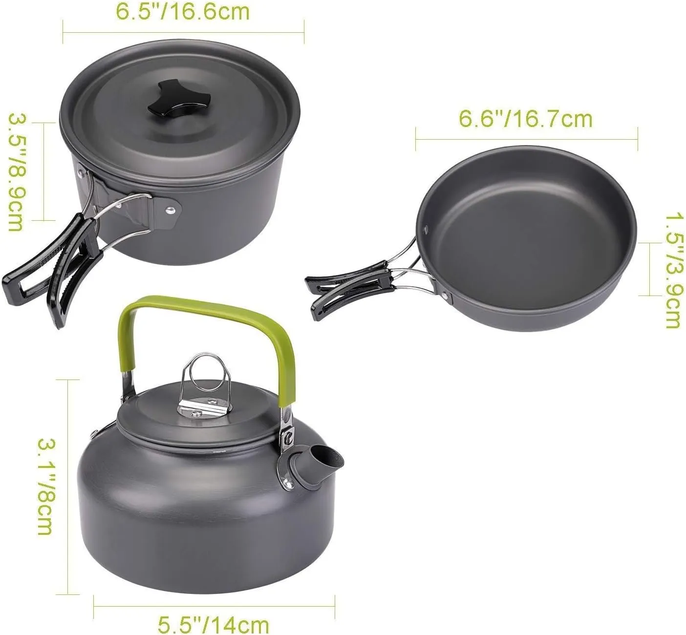 1SET Outdoor Camping Portable Aluminum Teapot Three-Piece Set