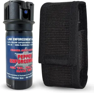 2 oz. Fogger Pepper Spray and Tactical Belt Loop Holster for Self Defense - Maximum Strength 10% OC Police Fog Formula, Flip Top Safety Tactical Design, Personal Protection Devices