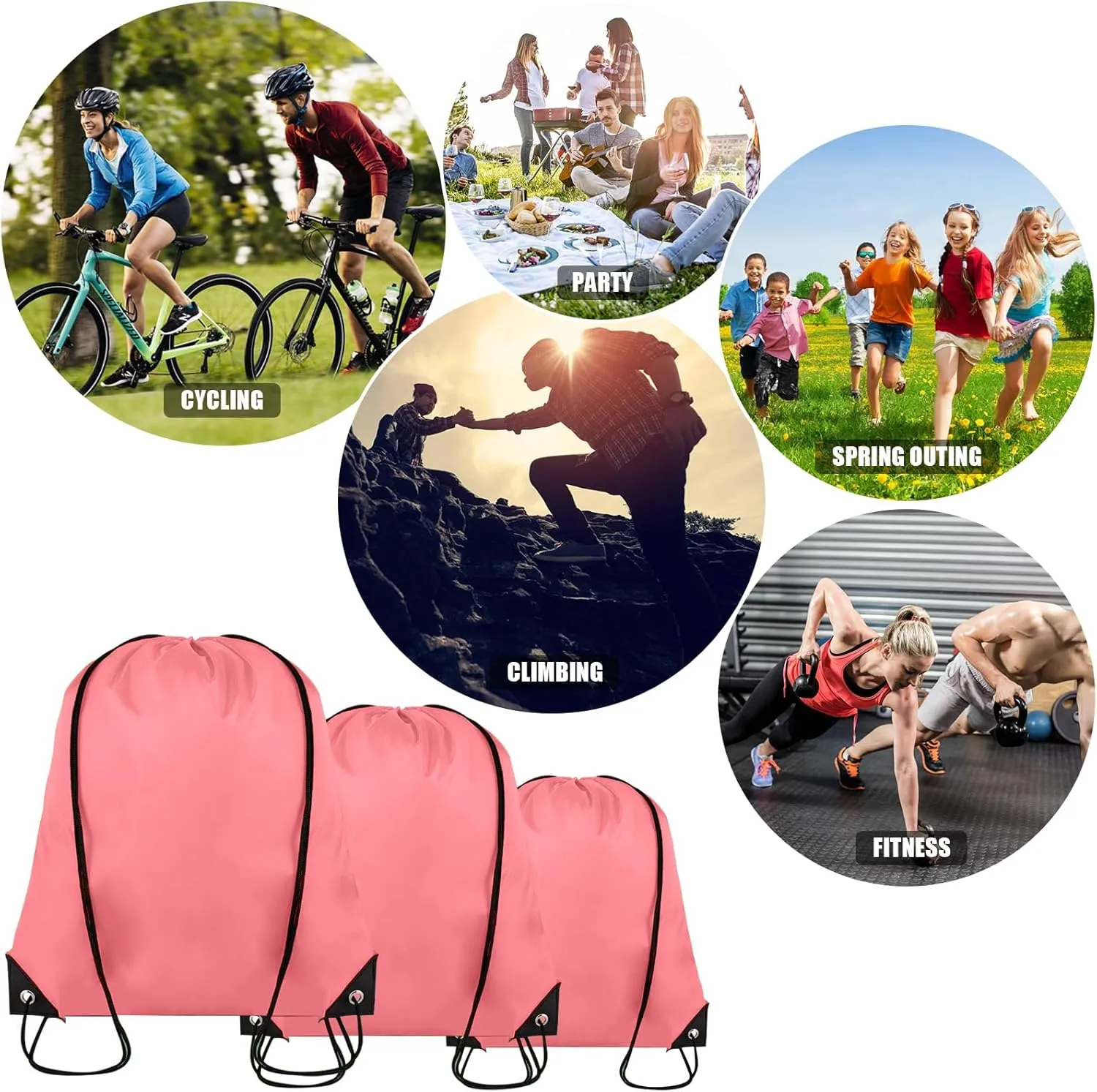 20 Pieces Drawstring Backpack Bulk Cinch Sackpack Ployster Drawstring Bags for Gym Party Trip(Peachy)