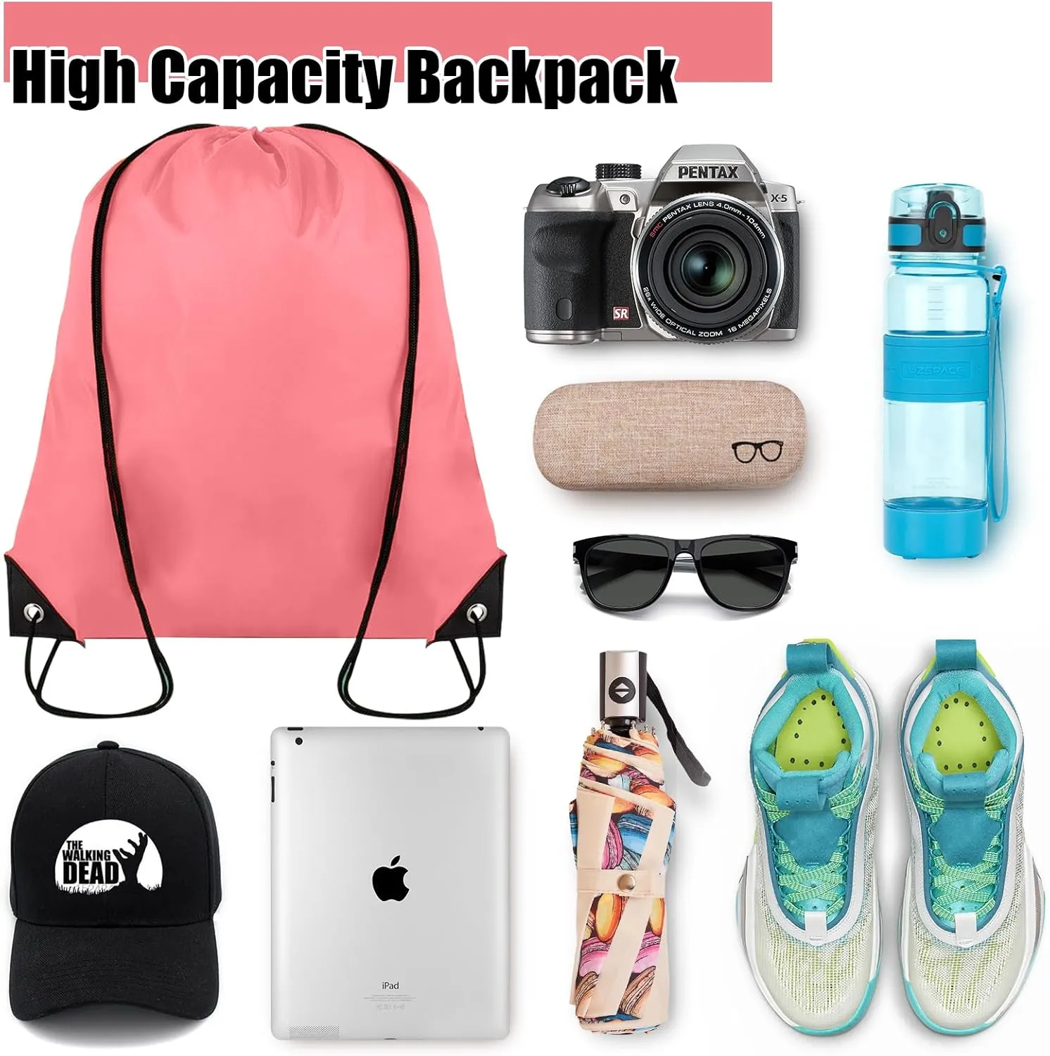 20 Pieces Drawstring Backpack Bulk Cinch Sackpack Ployster Drawstring Bags for Gym Party Trip(Peachy)
