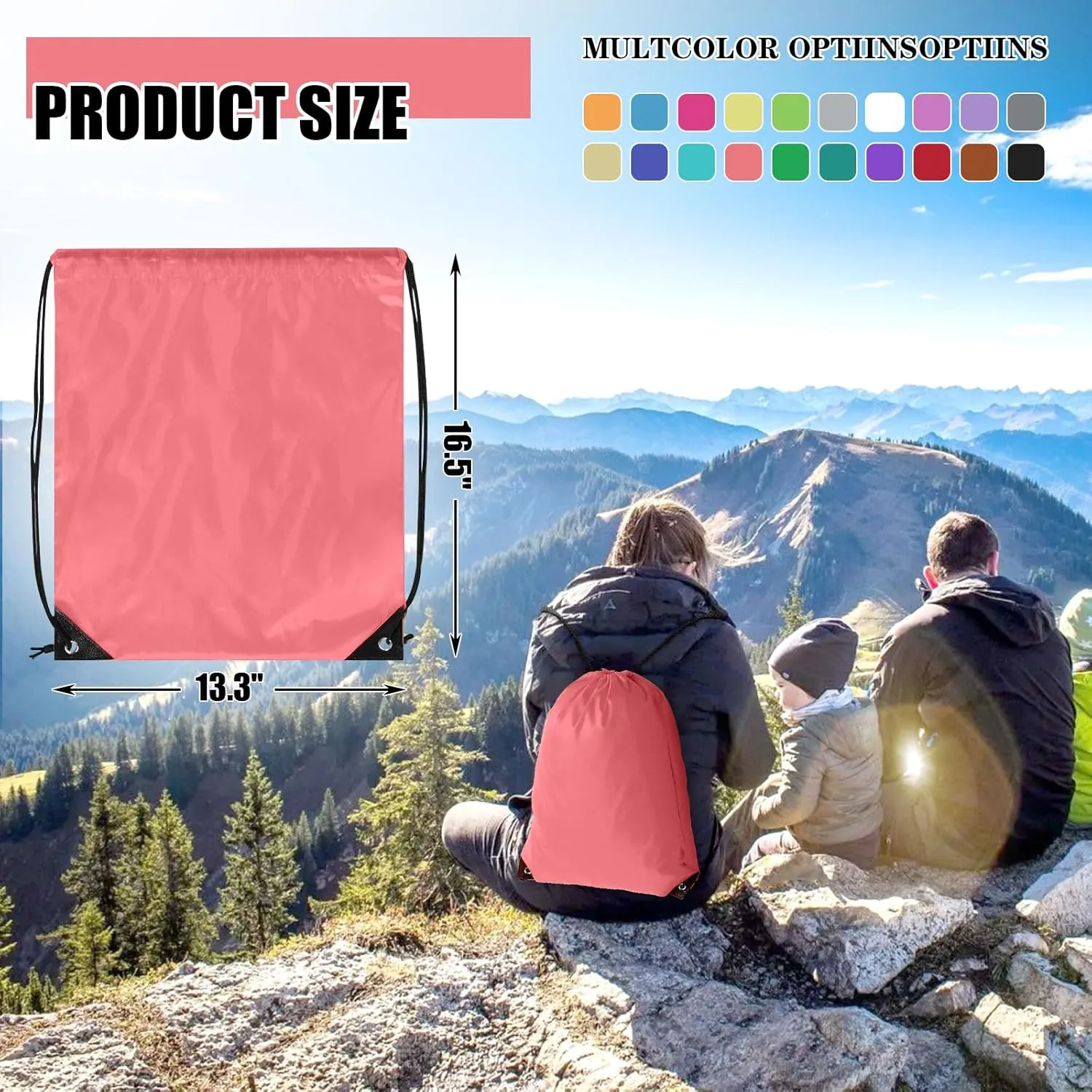 20 Pieces Drawstring Backpack Bulk Cinch Sackpack Ployster Drawstring Bags for Gym Party Trip(Peachy)