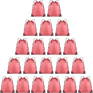 20 Pieces Drawstring Backpack Bulk Cinch Sackpack Ployster Drawstring Bags for Gym Party Trip(Peachy)