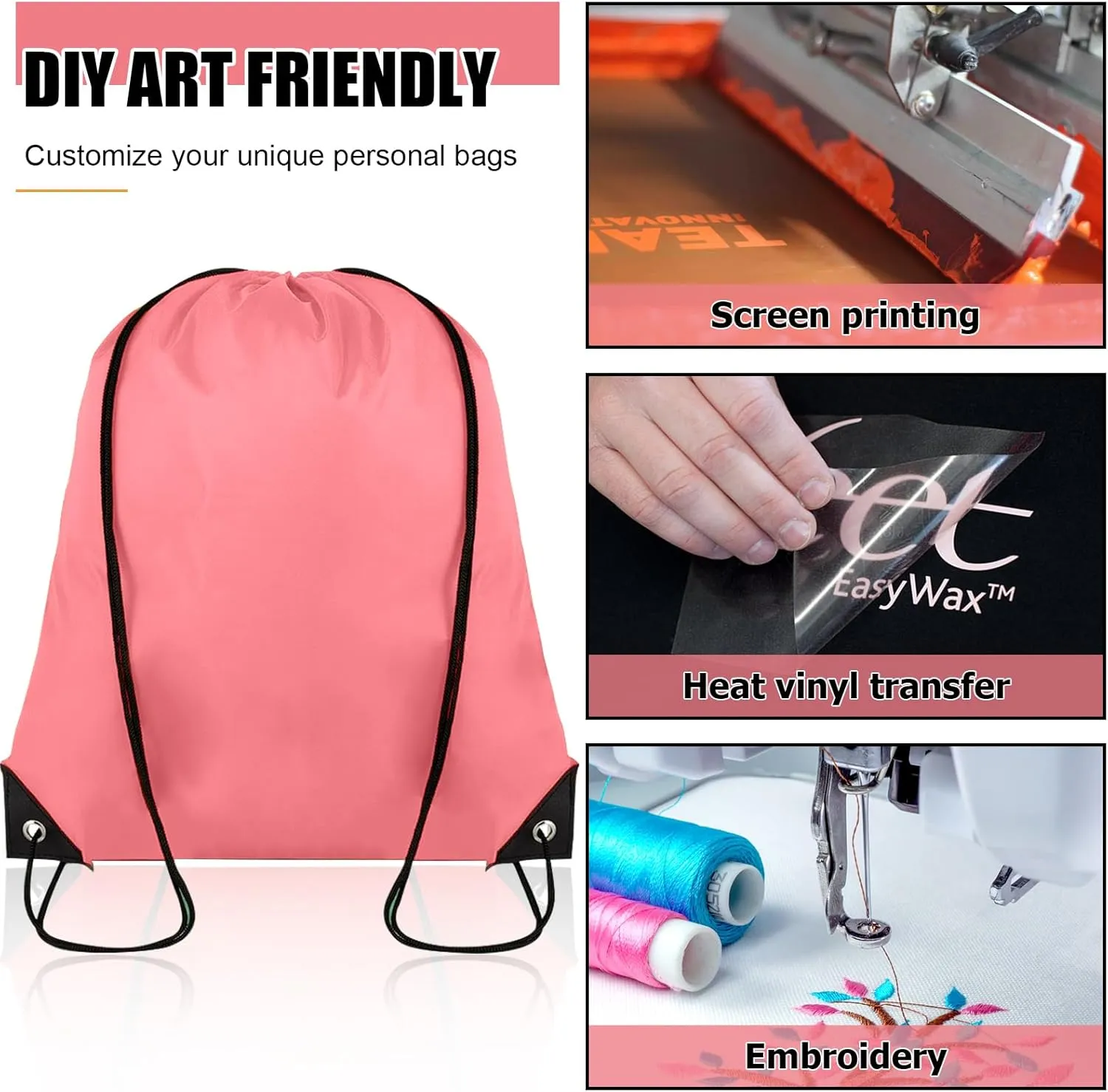 20 Pieces Drawstring Backpack Bulk Cinch Sackpack Ployster Drawstring Bags for Gym Party Trip(Peachy)