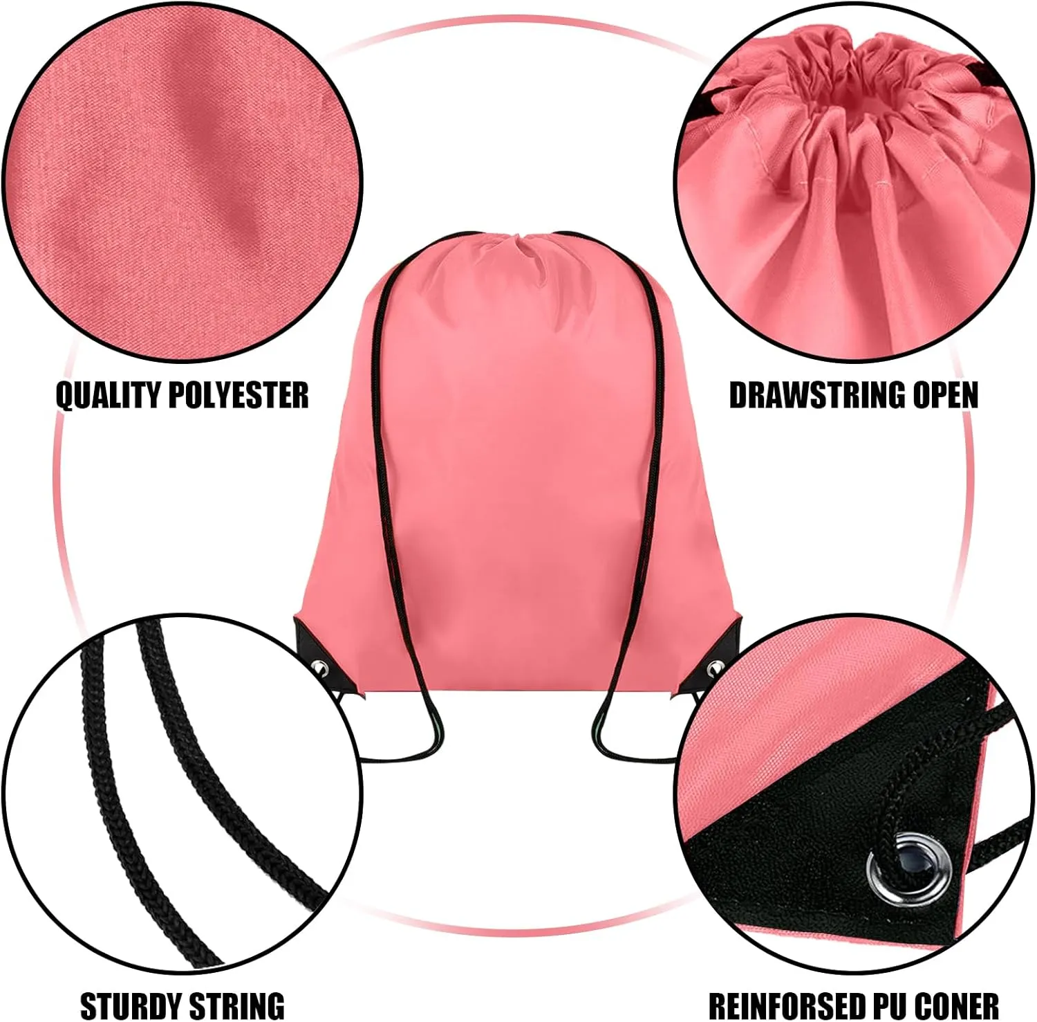 20 Pieces Drawstring Backpack Bulk Cinch Sackpack Ployster Drawstring Bags for Gym Party Trip(Peachy)