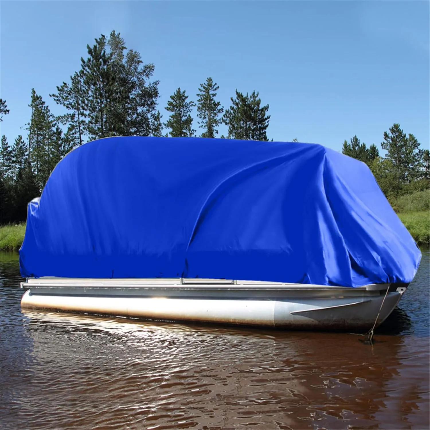 21-24 ft Dark Blue Pontoon Boat Heavy Duty Trailerable Boats Cover with Storage Bag Replacement for Pontoon Deck Boats Beam Width Up to 102in