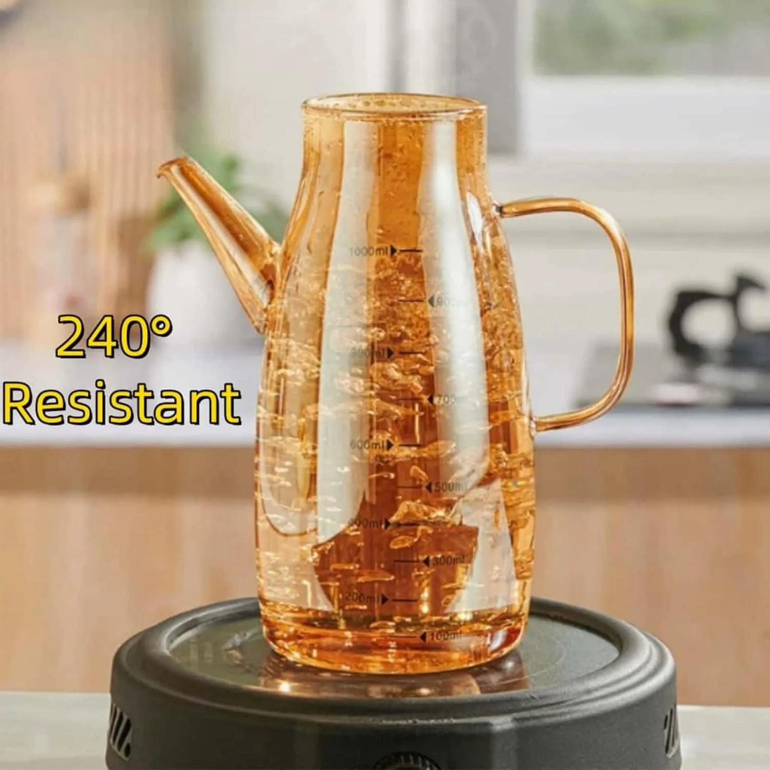 21/28/35OZ Oil Dispenser Bottle with Drip Free Spout, Non-slip Kitchen Oil Kettle, Silicon Boron Glass, Silicone Spout Cover & Base, Air Fryers, Stir-frying, Grilling, Salads (800ml(28oz))