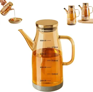 21/28/35OZ Oil Dispenser Bottle with Drip Free Spout, Non-slip Kitchen Oil Kettle, Silicon Boron Glass, Silicone Spout Cover & Base, Air Fryers, Stir-frying, Grilling, Salads (800ml(28oz))