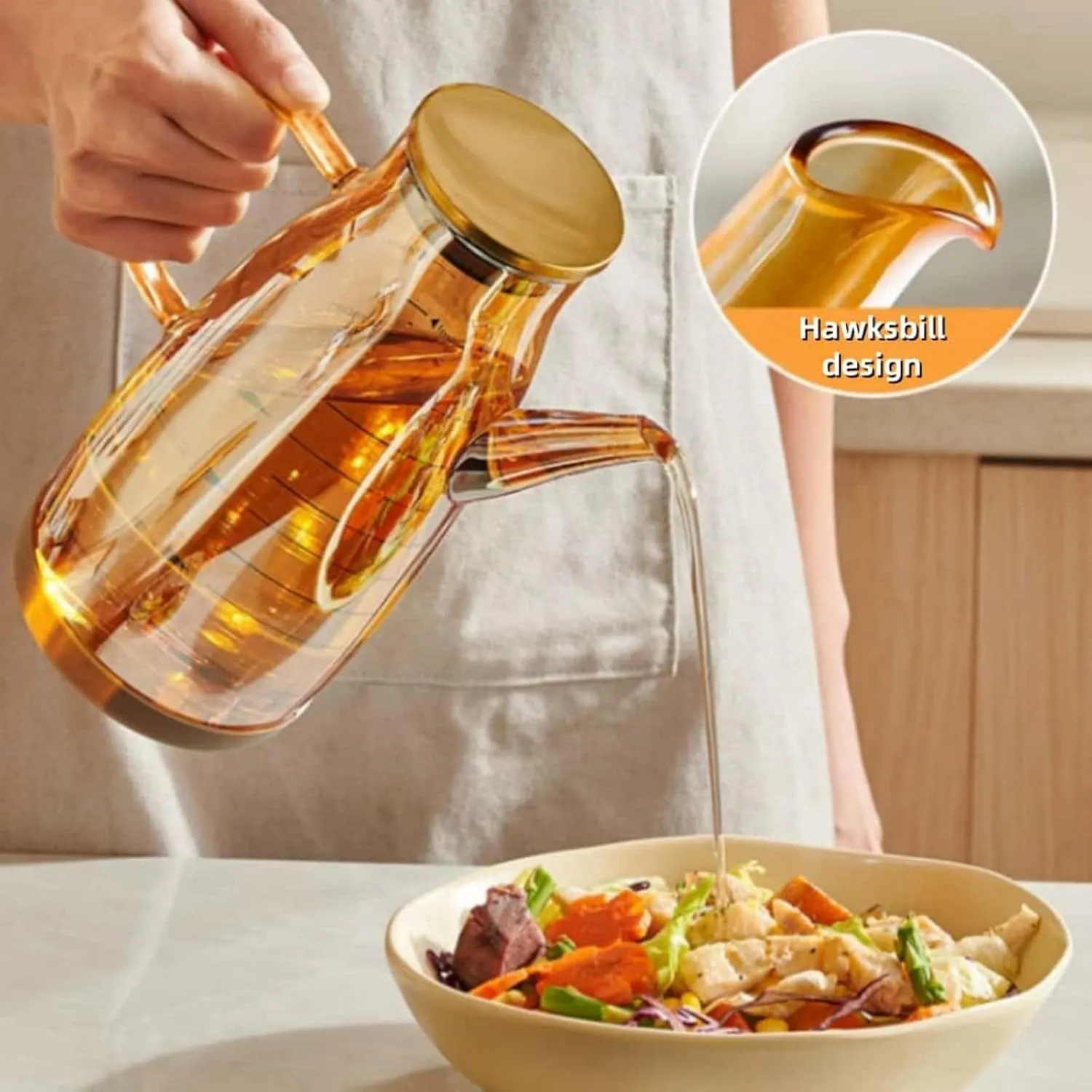 21/28/35OZ Oil Dispenser Bottle with Drip Free Spout, Non-slip Kitchen Oil Kettle, Silicon Boron Glass, Silicone Spout Cover & Base, Air Fryers, Stir-frying, Grilling, Salads (800ml(28oz))