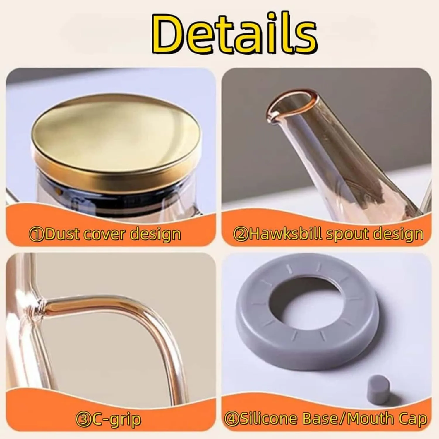21/28/35OZ Oil Dispenser Bottle with Drip Free Spout, Non-slip Kitchen Oil Kettle, Silicon Boron Glass, Silicone Spout Cover & Base, Air Fryers, Stir-frying, Grilling, Salads (800ml(28oz))