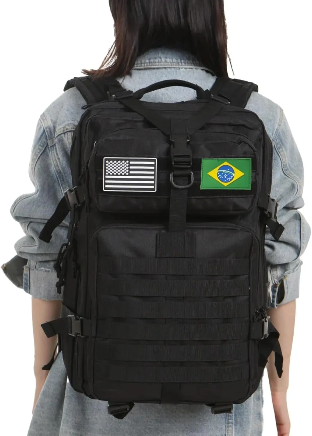 25L 50L Water-Resistant Nylon Backpack Outdoor Camping Hiking Trekking Durable Daypack Molle System (25L(Camouflagegreen))