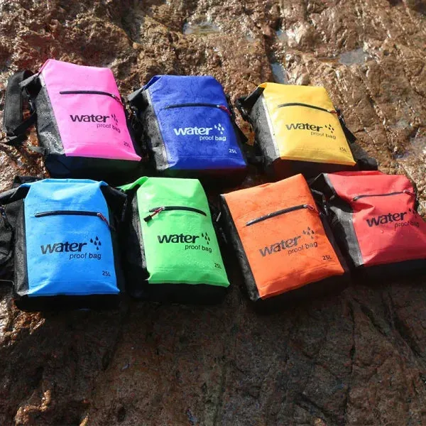 25L PVC Waterproof Dry Bag with Double Straps for Outdoor Activities