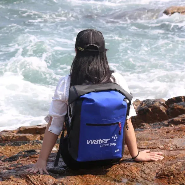 25L PVC Waterproof Dry Bag with Double Straps for Outdoor Activities