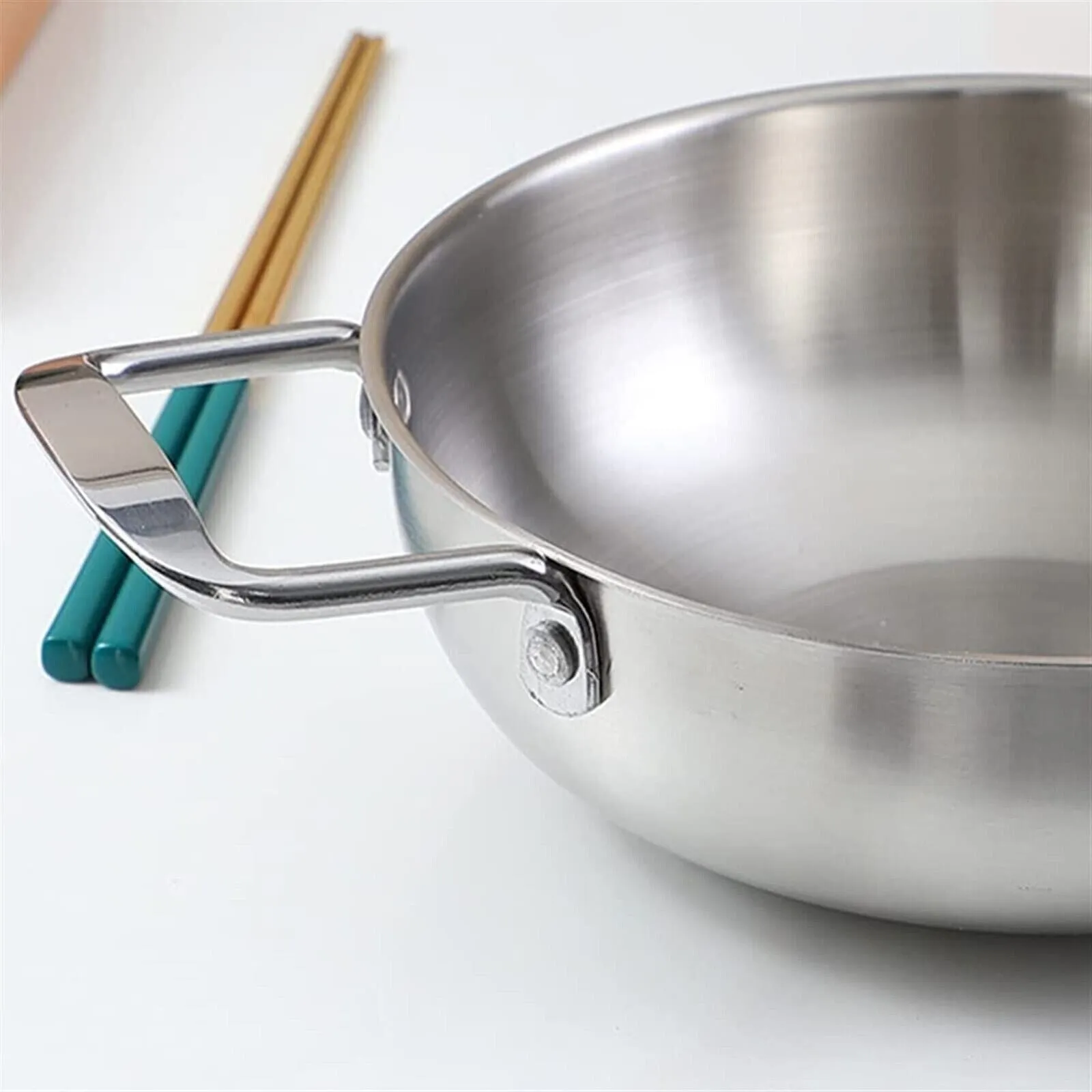 26cm seafood Silver Paella Pan with Riveted Chrome Plated Handles Dishwasher Saf