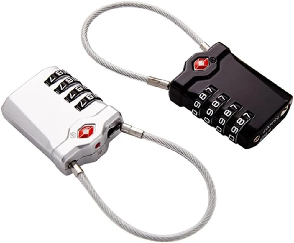 2Pcs Travel Luggage Lock Combination Padlocks with Open Red Indicator Lightweight Secure Suitcase Locks for Outdoor Safety Silver Black