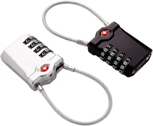 2Pcs Travel Luggage Lock Combination Padlocks with Open Red Indicator Lightweight Secure Suitcase Locks for Outdoor Safety Silver Black