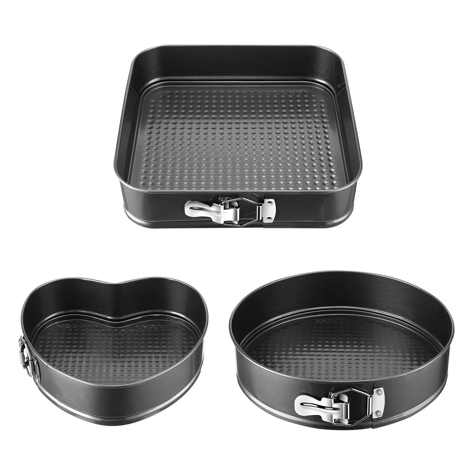 3-Piece: Non-stick Springform Cake Pan Set with Removable Bottom