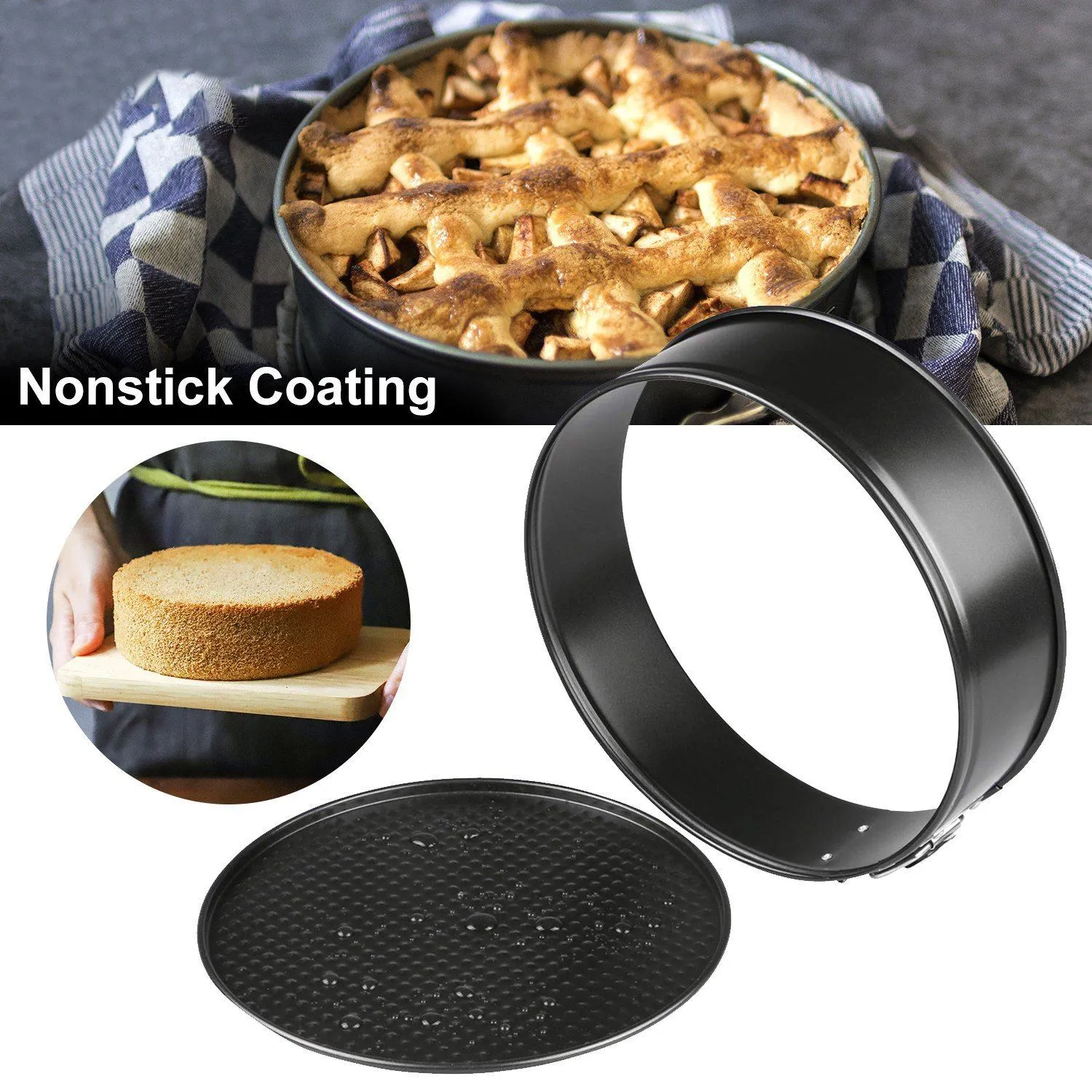 3-Piece: Non-stick Springform Cake Pan Set with Removable Bottom