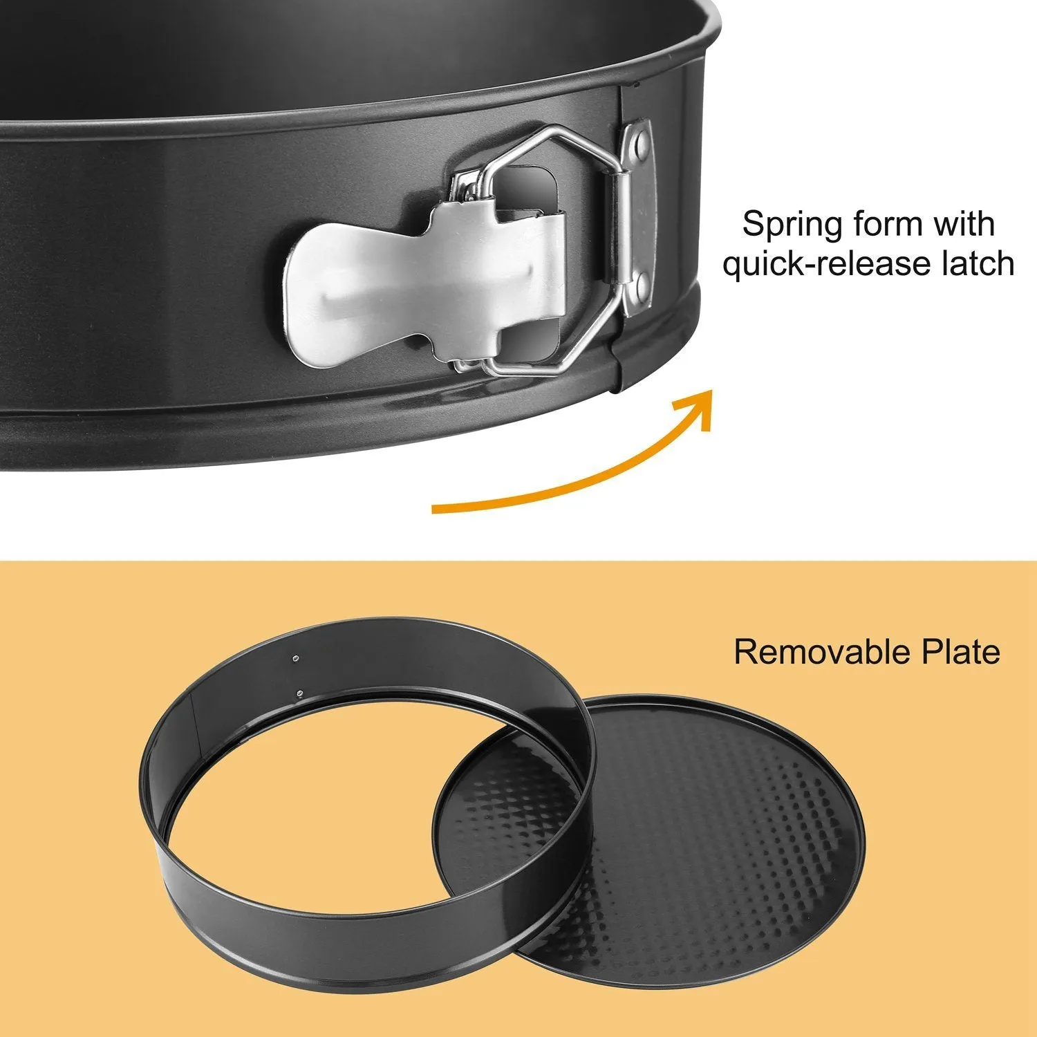 3-Piece: Non-stick Springform Cake Pan Set with Removable Bottom