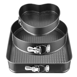 3-Piece: Non-stick Springform Cake Pan Set with Removable Bottom