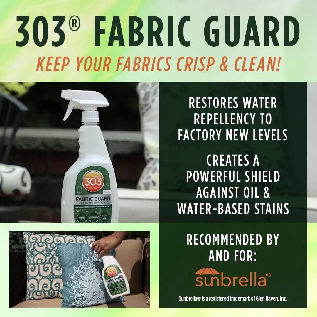 303 Fabric Guard - Restores Water and Stain Repellency To Factory New Levels, Simple and Easy To Use, Manufacturer Recommended, Safe For All Fabrics, 32oz (30606CSR)