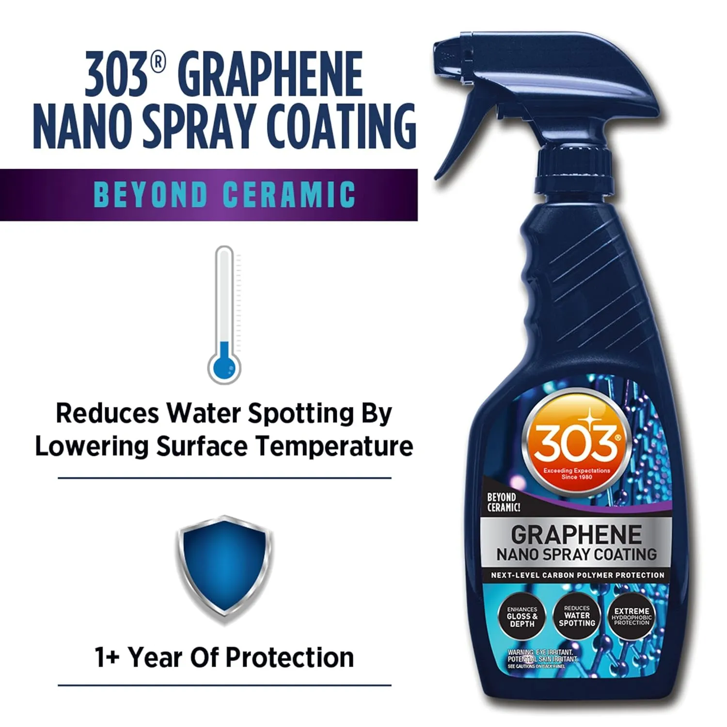 303 Products Graphene Nano Spray Coating - Enhanced Gloss Finish & Depth, Water Repellent Spray, UV Resistant, Helps Prevent Scratches, Beyond Ceramic Coating for Cars, Car Detailing Spray, 15.5oz.
