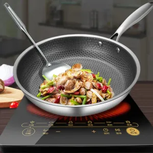 304 Stainless Steel Nonstick Frying Pan for Electromagnetic Cooking