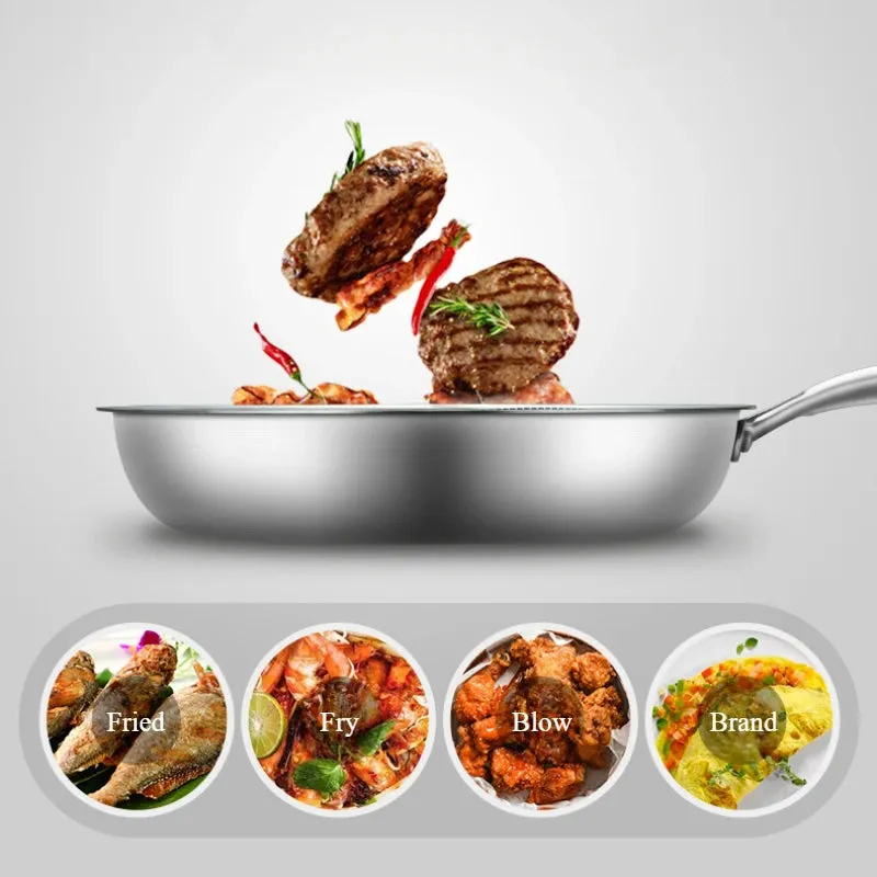 304 Stainless Steel Nonstick Frying Pan for Electromagnetic Cooking