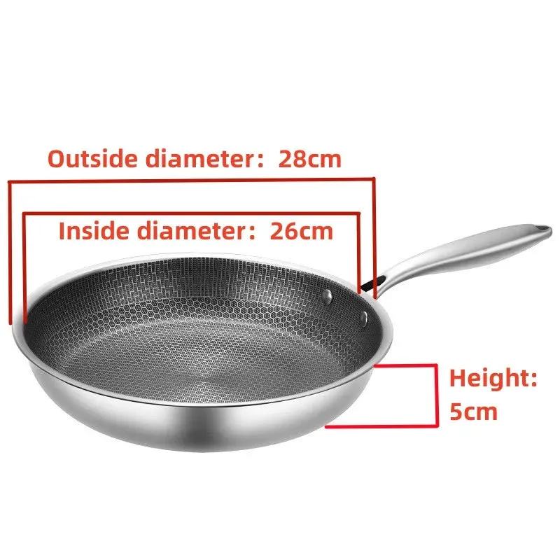304 Stainless Steel Nonstick Frying Pan for Electromagnetic Cooking