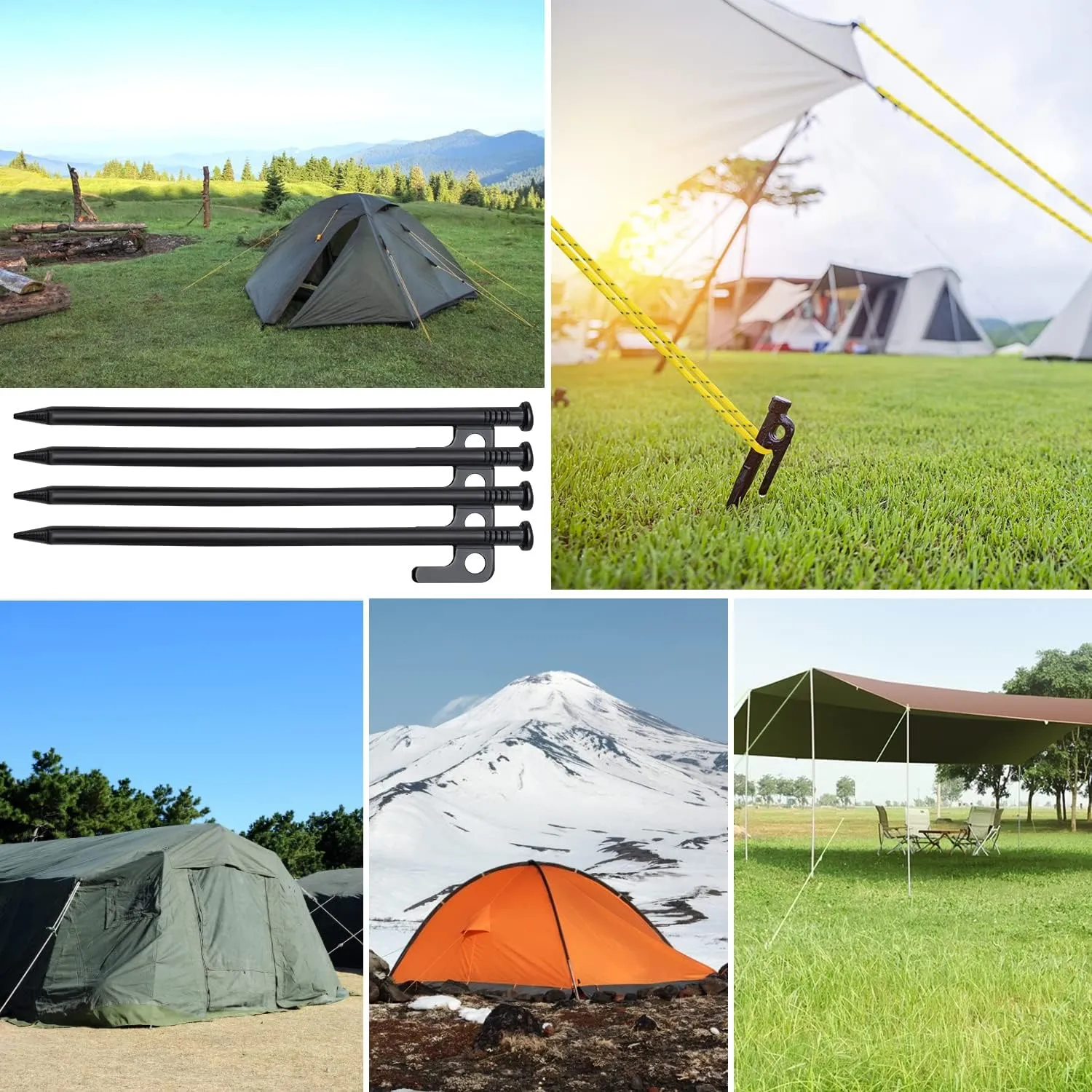 32 Pack Heavy Duty Tent Pegs, 8in Forged Steel Tent Stakes with Storage Bag