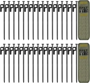 32 Pack Heavy Duty Tent Pegs, 8in Forged Steel Tent Stakes with Storage Bag
